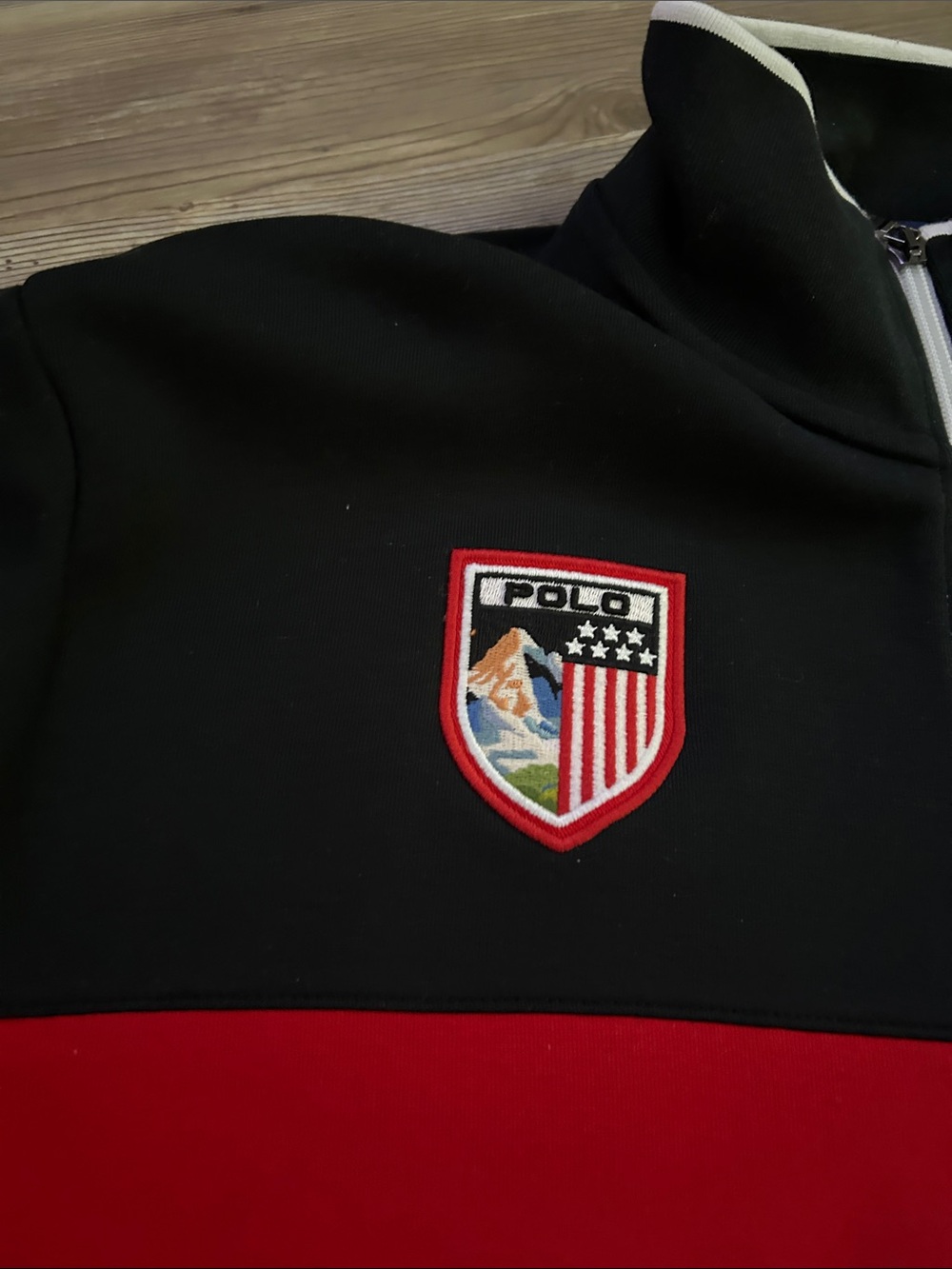 Polo by Ralph Lauren Black, Red & White Block Track Jacket - Picture 3 of 11